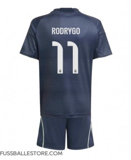 Günstige Real Madrid Rodrygo Goes #11 Auswärts Trikotsatzt Kinder 2025-26 Kurzarm (+ Kurze Hosen)